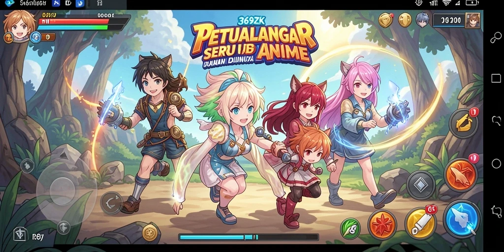 Tampilan dinamis gameplay dalam 369ZK yang penuh warna.