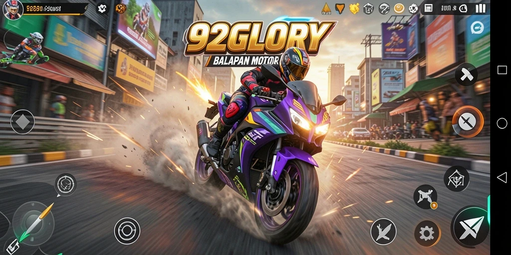 Tampilan aksi balapan motor yang mendebarkan di 92GLORY.