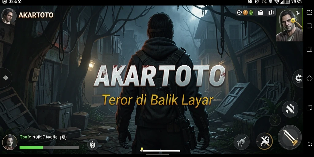 Gameplay menegangkan AKARTOTO dengan suasana horor yang mencekam.