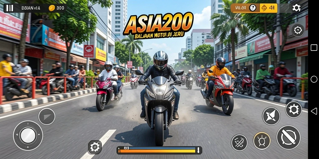 Gameplay balapan motor yang mendebarkan dan penuh aksi.