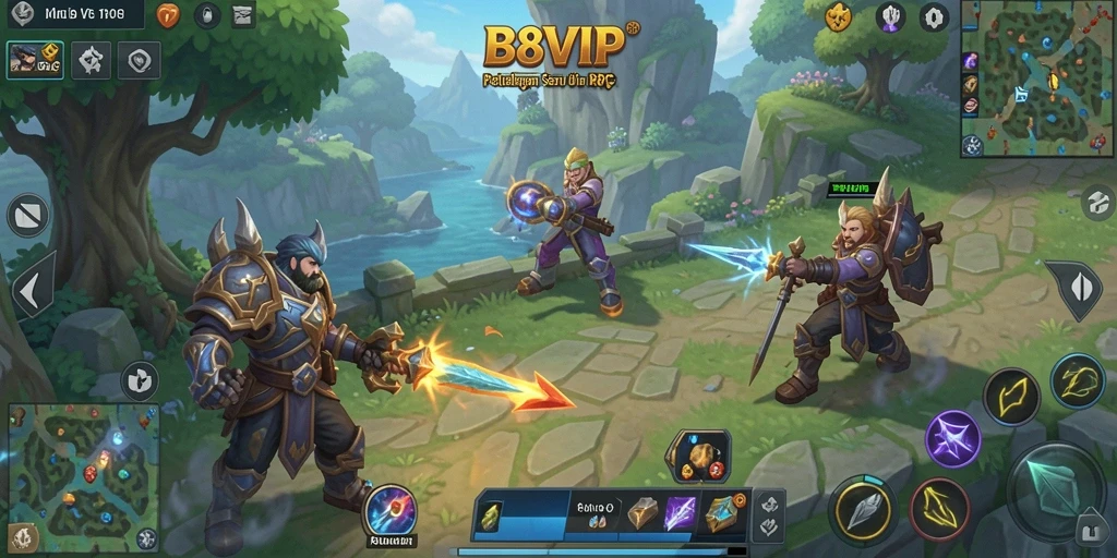 Screenshot gameplay B8VIP yang menunjukkan pertempuran mendebarkan.