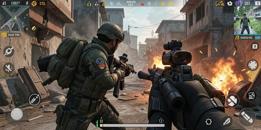 Gameplay seru C0077 dengan aksi tembak-menembak yang mendebarkan.