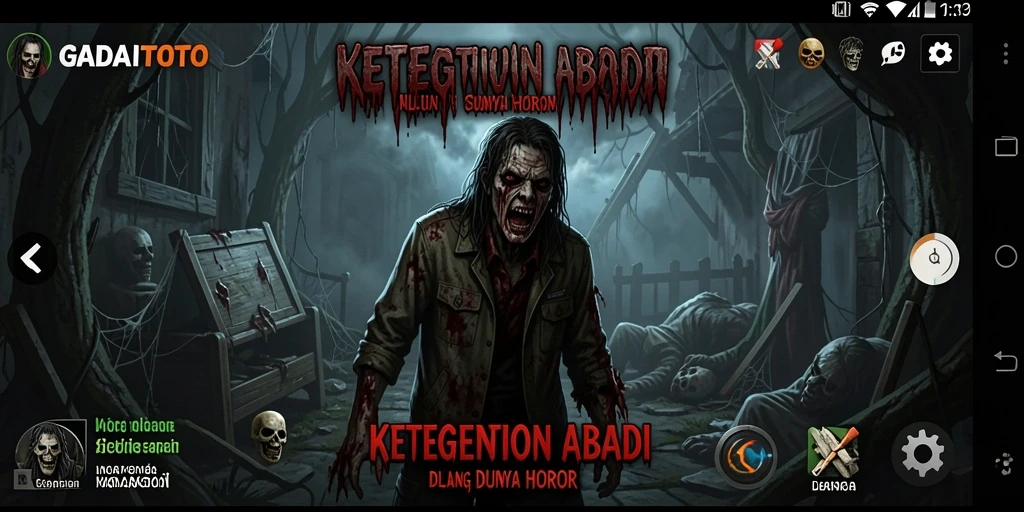 Tampilan gameplay menyeramkan dalam GADAITOTO yang memikat.