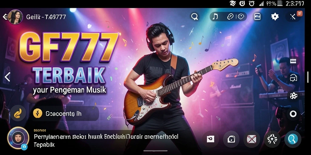 Tangkapan layar GF777 menunjukkan gameplay seru dengan lagu-lagu musik.