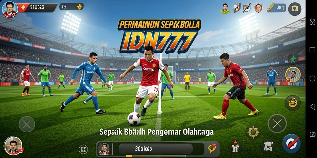 Tampilan gameplay IDN777 yang mendebarkan dengan aksi sepak bola.