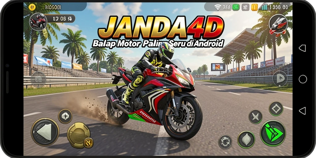 Screenshot dari gameplay balapan motor yang mendebarkan.