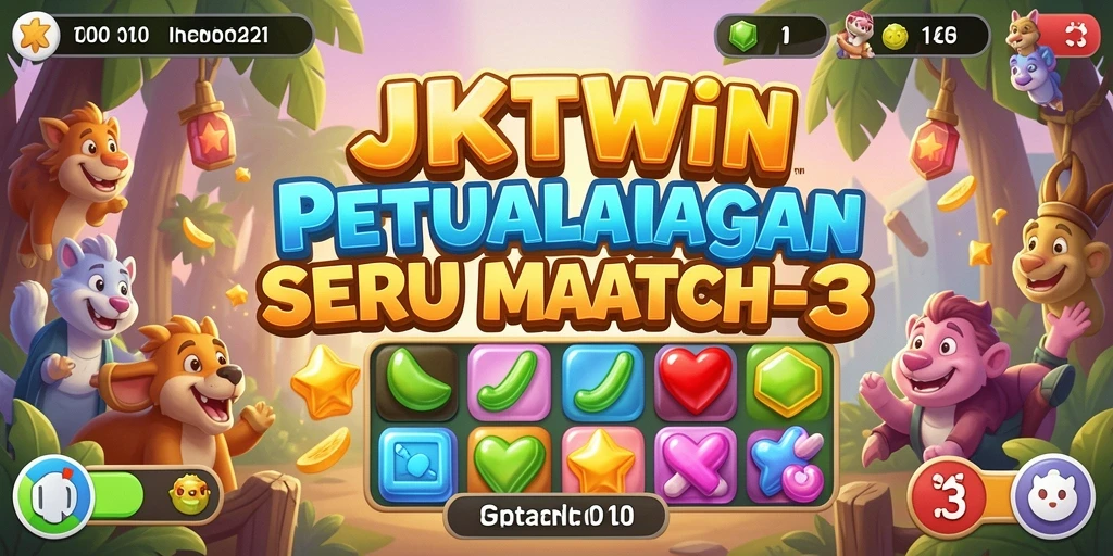 Tampilan gameplay Match-3 yang seru dan berwarna dalam JKTWIN.