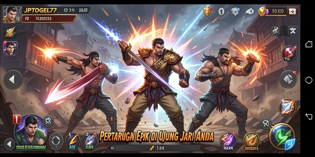 Screenshot gameplay JPTOGEL77 menampilkan pertarungan seru dan karakter yang dinamis.