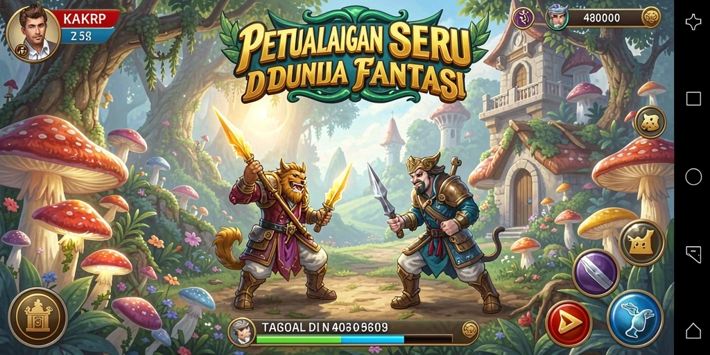 Screenshot menunjukkan karakter utama dalam misi Adventure yang mendebarkan.