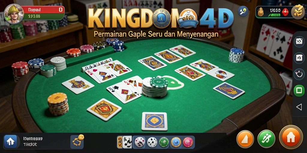Screenshot gameplay KINGDOM4D menampilkan aksi seru permainan Gaple.
