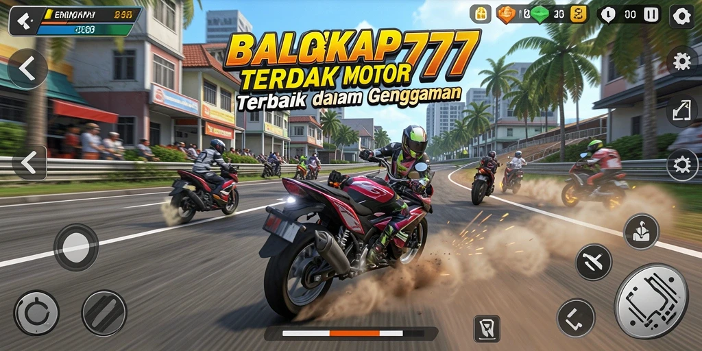 Tampilan balapan motor yang penuh aksi dan kecepatan.