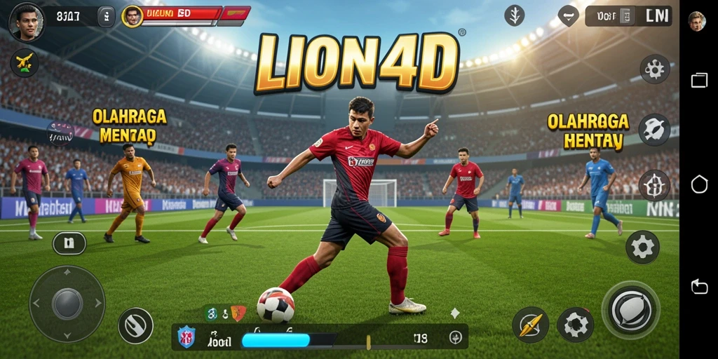 Screenshot gameplay LION4D menampilkan aksi olahraga yang intens.