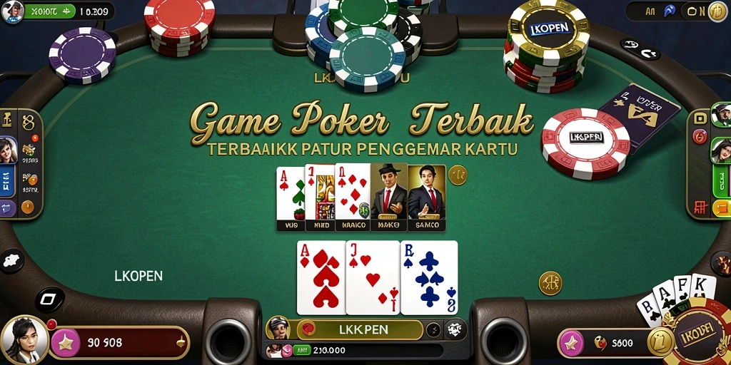 Screenshot gameplay LKOPEN menampilkan suasana permainan Poker yang seru.