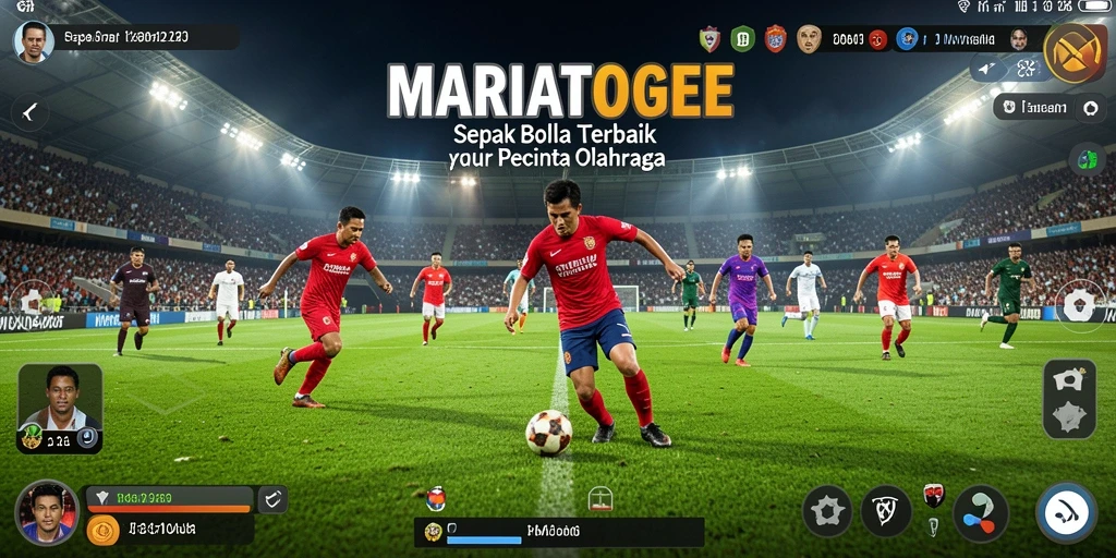 Tampilan gameplay MARIATOGEL dengan aksi sepak bola yang intens.