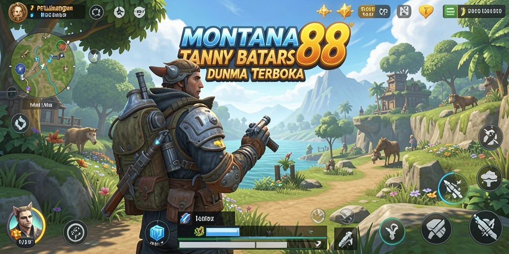 Gameplay MONTANA88 yang menampilkan eksplorasi dunia terbuka yang kaya.