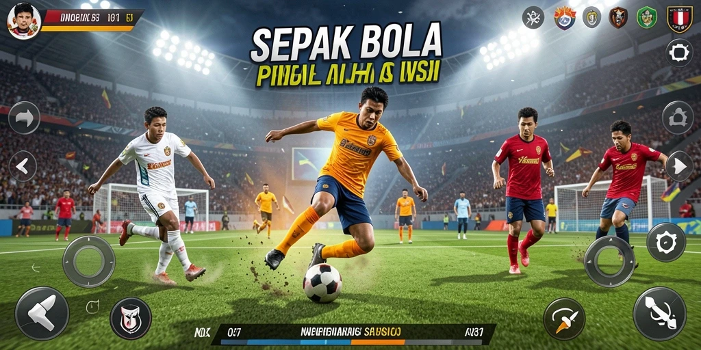 Screenshot gameplay N06 yang menunjukkan aksi pertandingan sepak bola.