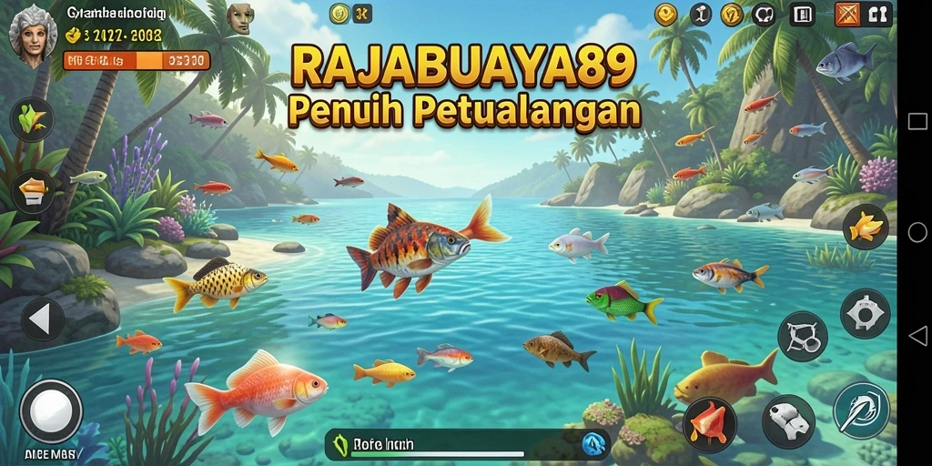 Tampilan gameplay RAJABUAYA89 saat menangkap ikan yang beragam.
