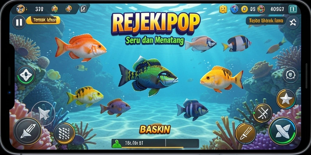 Screenshot gameplay Tembak Ikan dari REJEKIPOP dengan grafik mengesankan.