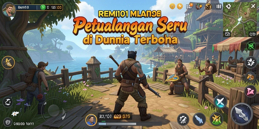 Tampilan gameplay REMI101 dalam dunia terbuka yang luas.