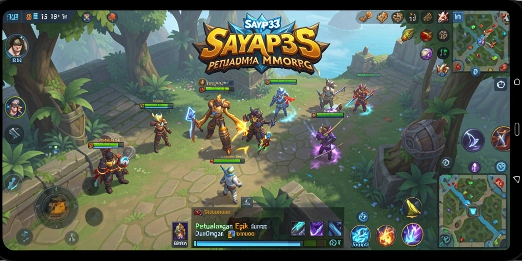 Gameplay seru di dunia fantasi SAYAP33 dengan pertempuran seru.