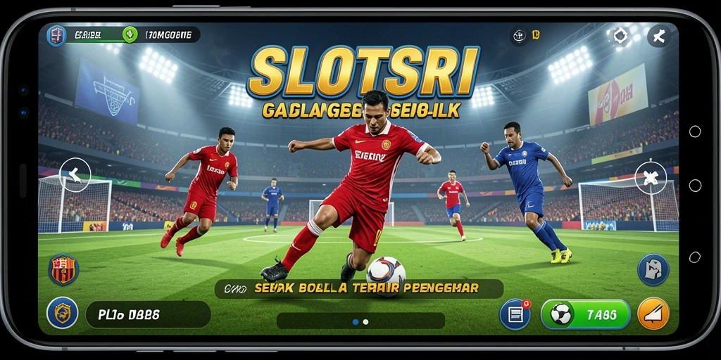 Tampilan gameplay SLOTSRI dengan aksi sepak bola yang intens.