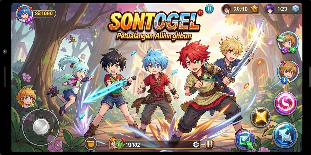 Tampilan utama gameplay SONTOGEL dengan karakter Anime yang mengesankan.