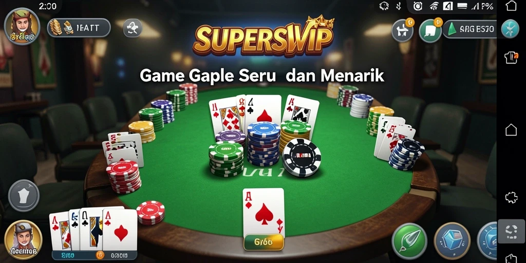 Tampilan gameplay SUPERSVIP yang penuh warna dan interaktif.