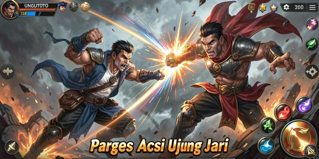 Tangkapan layar UNGUTOTO menampilkan aksi pertarungan yang seru dan mendebarkan.